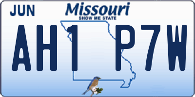 MO license plate AH1P7W