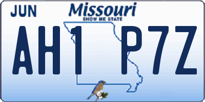 MO license plate AH1P7Z