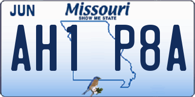 MO license plate AH1P8A