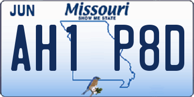 MO license plate AH1P8D