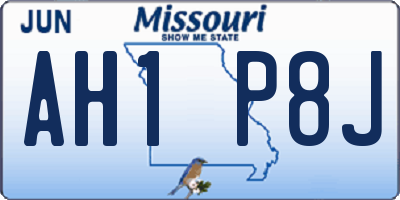 MO license plate AH1P8J