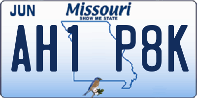 MO license plate AH1P8K