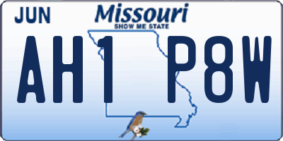 MO license plate AH1P8W