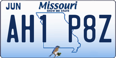 MO license plate AH1P8Z