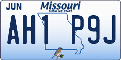 MO license plate AH1P9J