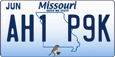 MO license plate AH1P9K