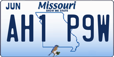 MO license plate AH1P9W