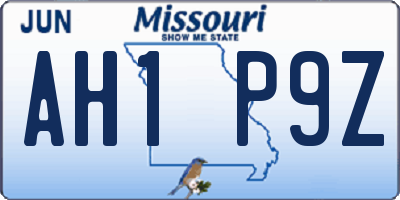 MO license plate AH1P9Z