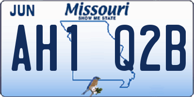 MO license plate AH1Q2B