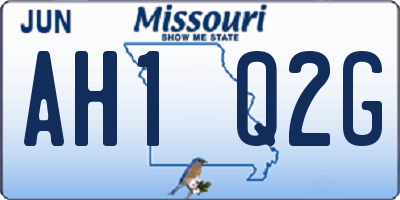 MO license plate AH1Q2G