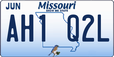 MO license plate AH1Q2L