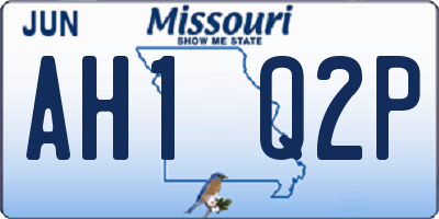 MO license plate AH1Q2P