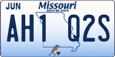 MO license plate AH1Q2S