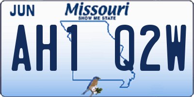 MO license plate AH1Q2W