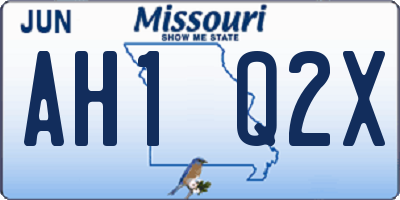 MO license plate AH1Q2X