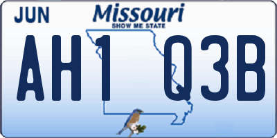 MO license plate AH1Q3B