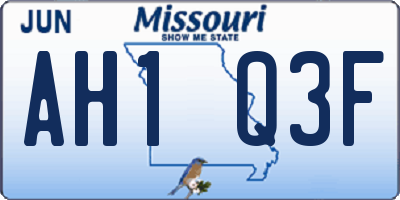 MO license plate AH1Q3F