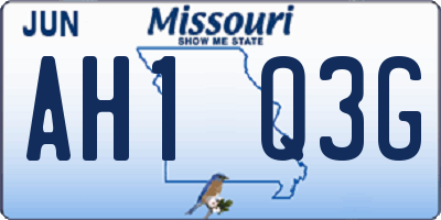 MO license plate AH1Q3G