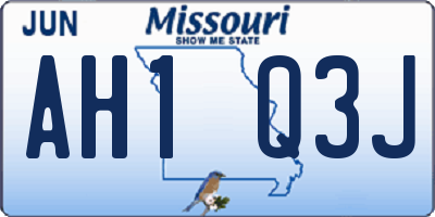 MO license plate AH1Q3J