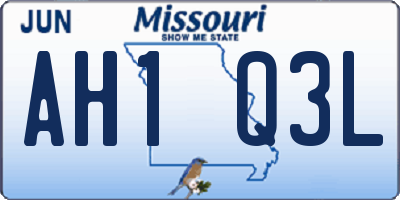 MO license plate AH1Q3L