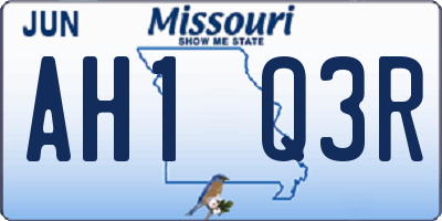 MO license plate AH1Q3R