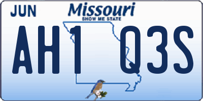 MO license plate AH1Q3S