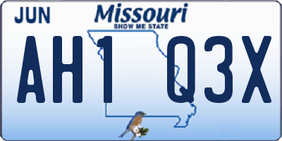 MO license plate AH1Q3X