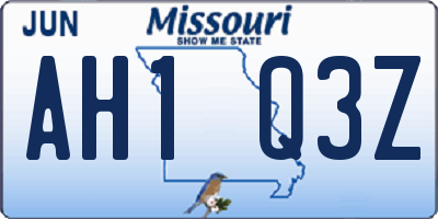 MO license plate AH1Q3Z