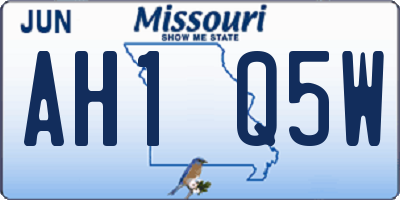 MO license plate AH1Q5W