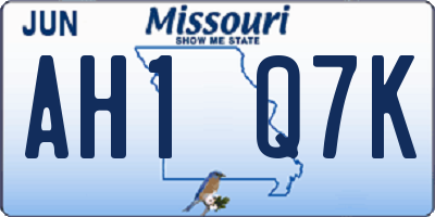 MO license plate AH1Q7K