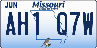 MO license plate AH1Q7W