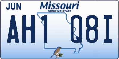 MO license plate AH1Q8I