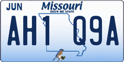 MO license plate AH1Q9A