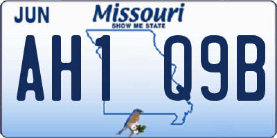 MO license plate AH1Q9B