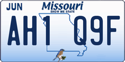 MO license plate AH1Q9F