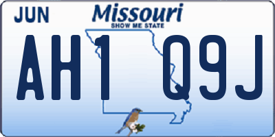 MO license plate AH1Q9J