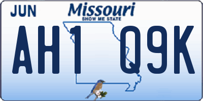 MO license plate AH1Q9K