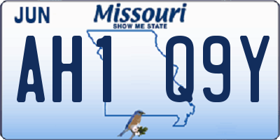 MO license plate AH1Q9Y