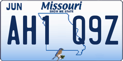 MO license plate AH1Q9Z