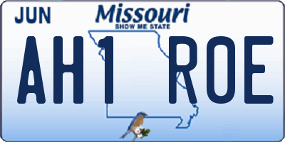 MO license plate AH1R0E