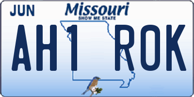 MO license plate AH1R0K