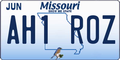 MO license plate AH1R0Z