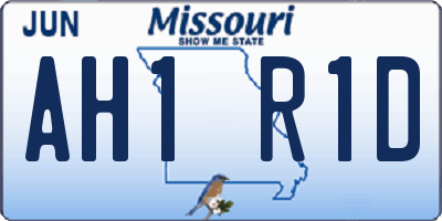 MO license plate AH1R1D