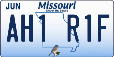 MO license plate AH1R1F