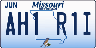 MO license plate AH1R1I