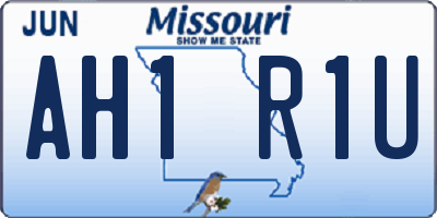 MO license plate AH1R1U