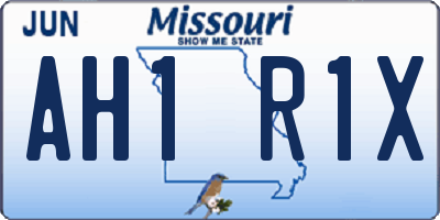 MO license plate AH1R1X