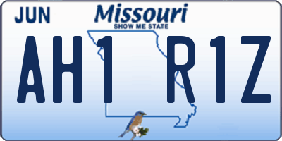 MO license plate AH1R1Z