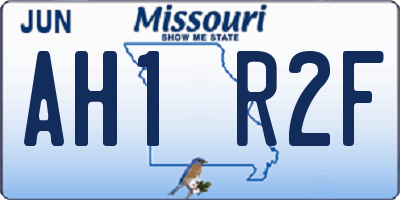 MO license plate AH1R2F