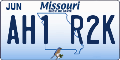 MO license plate AH1R2K